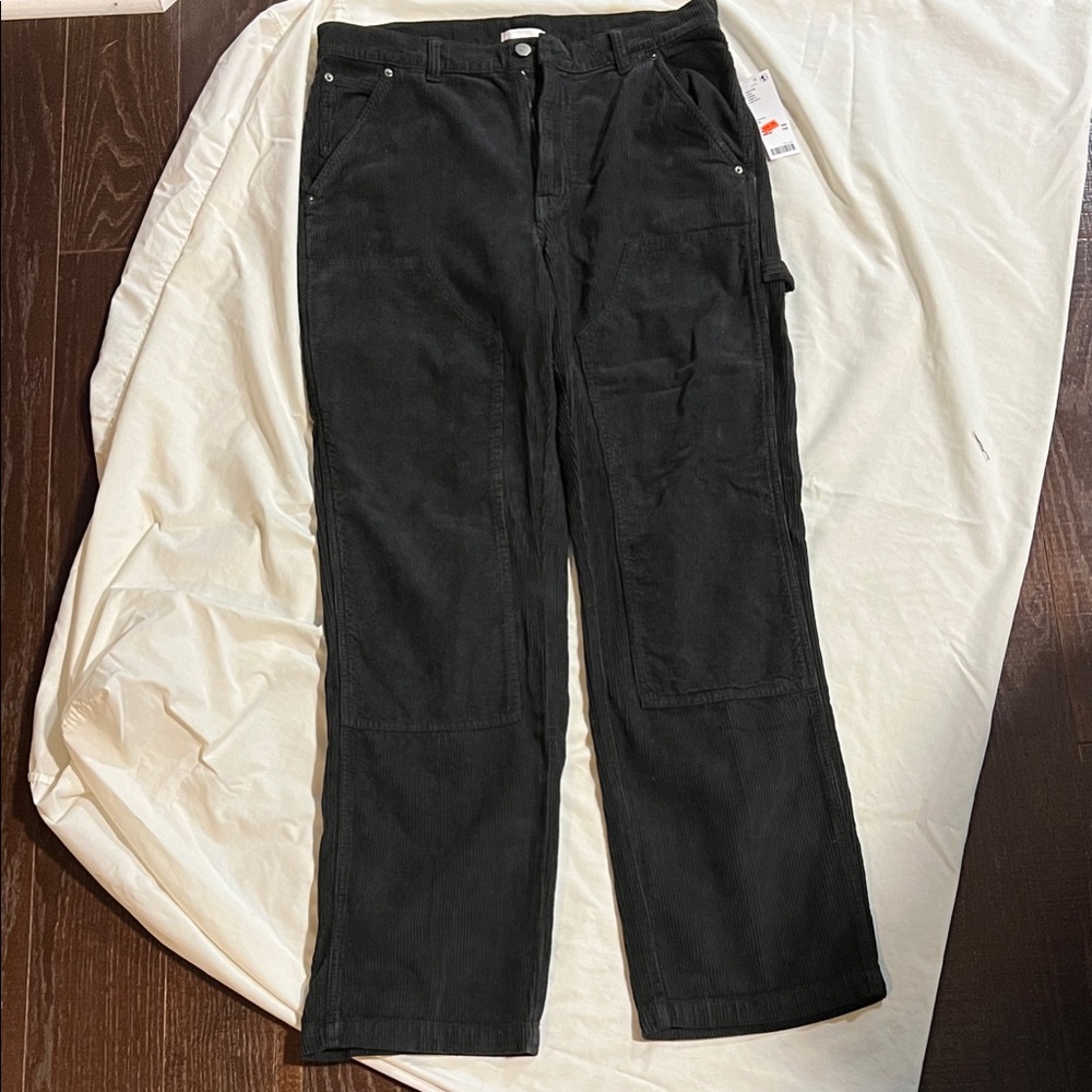 Urban Outfitters Black Wide Leg corduroy cargo Pants